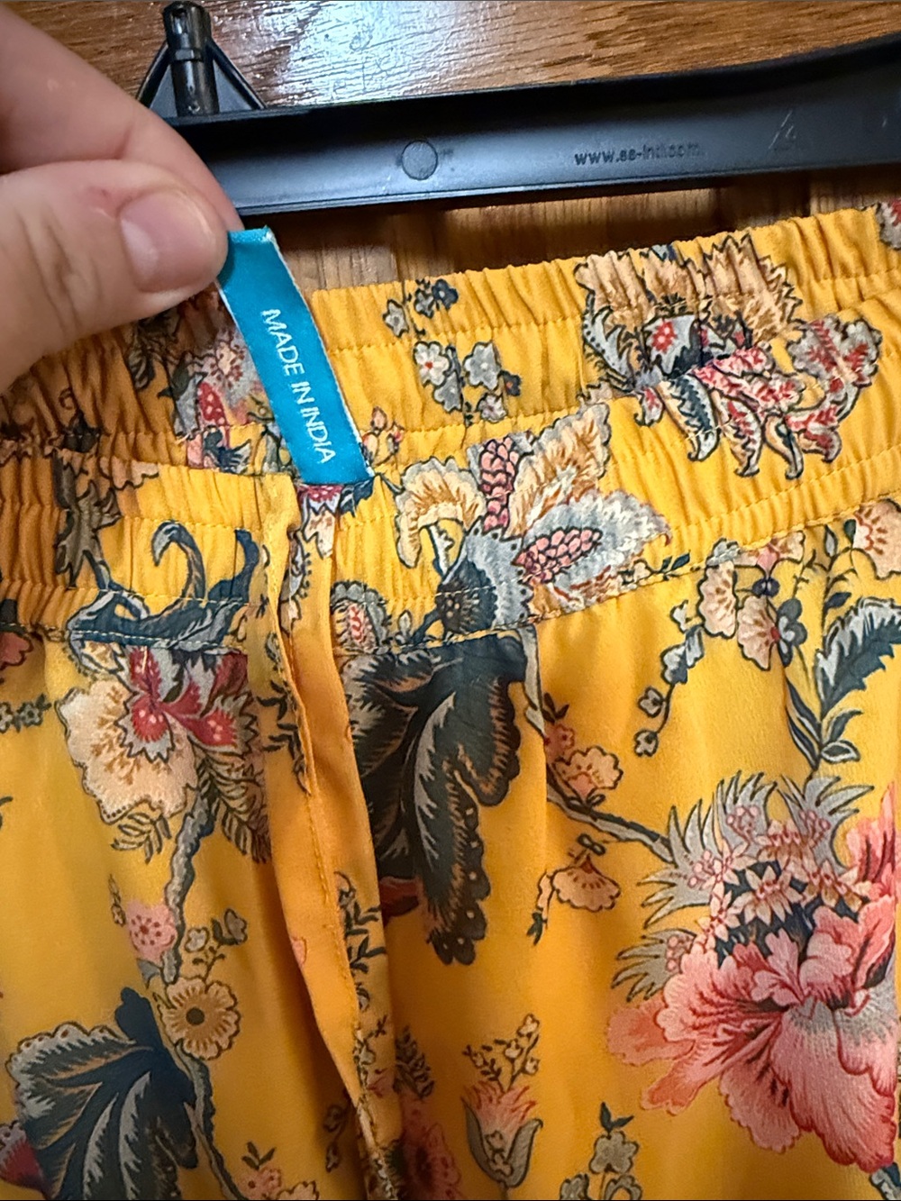 Yellow Floral Tiered wide leg pants with Pink & Green Accents - Picture 3 of 8